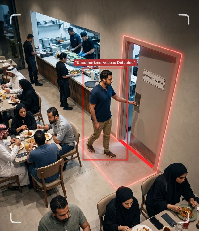 Unauthorised access to staff-only areas
