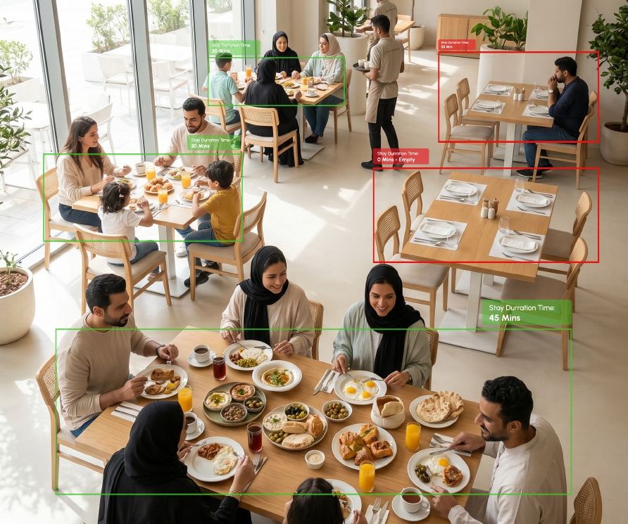 Total stay duration at every table
