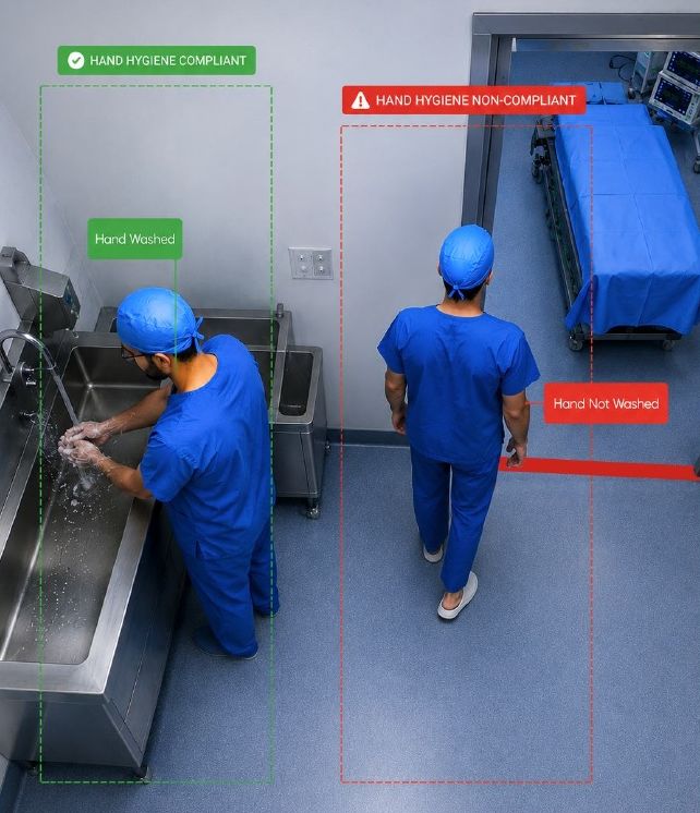 Hand-hygiene compliance tracked per zone