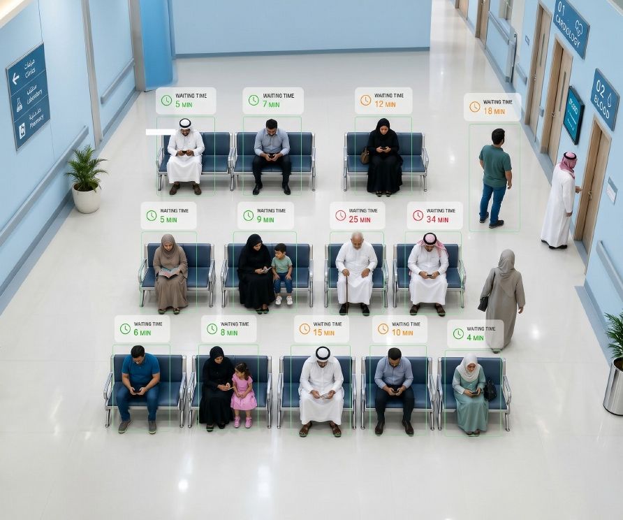 Waiting times across the waiting area